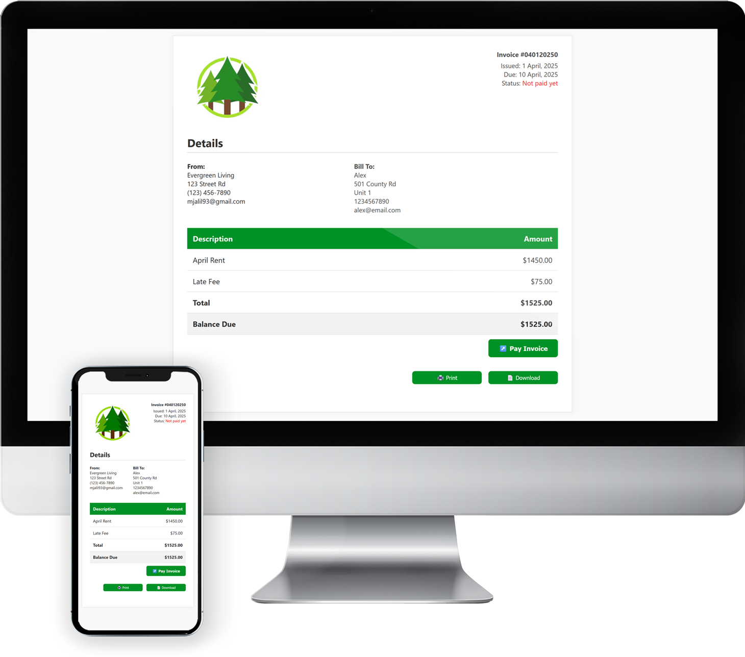 PropertySea Invoicing Screenshot